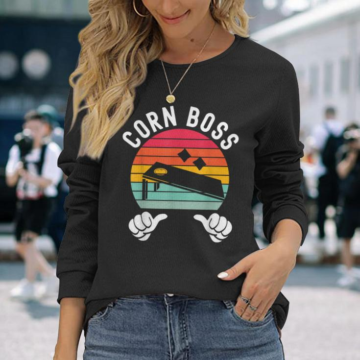 Corn Boss Bean Bag Player Cornhole Long Sleeve T-Shirt Gifts for Her