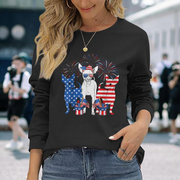 Cute Chihuahua Dogs American Flag Indepedence Day July 4Th Long Sleeve T-Shirt T-Shirt Gifts for Her
