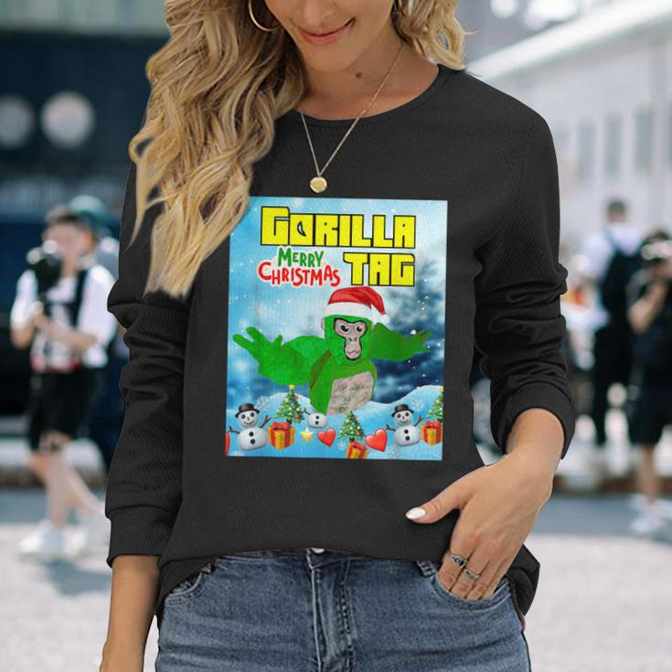Cute Gorilla Tag Monke Vr Gamer Holidays Christmas Day Long Sleeve T-Shirt Gifts for Her