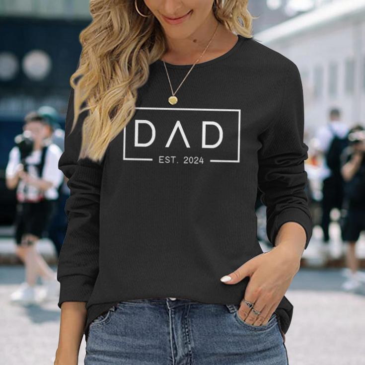 Dad Est 2024 First Dad Fathers Day 2024 New Dad Long Sleeve T-Shirt Gifts for Her