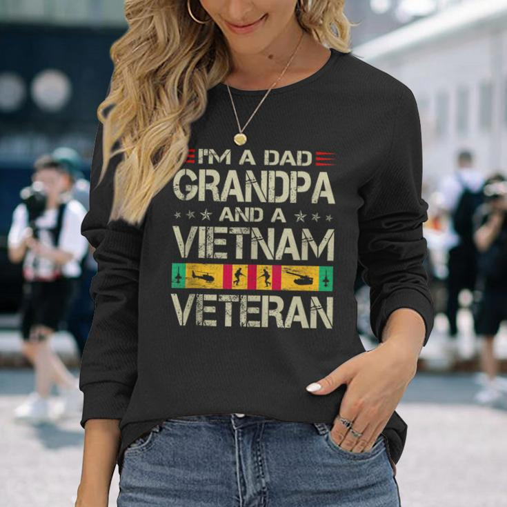 Im A Dad Grandpa And Vietnam Veteran Fathers Day Retro Long Sleeve T-Shirt Gifts for Her
