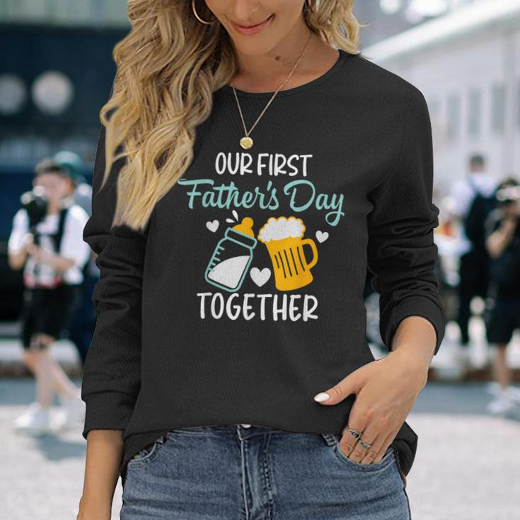 Dad And Son Our First Fathers Day Together 2023 Baby Long Sleeve T-Shirt Gifts for Her