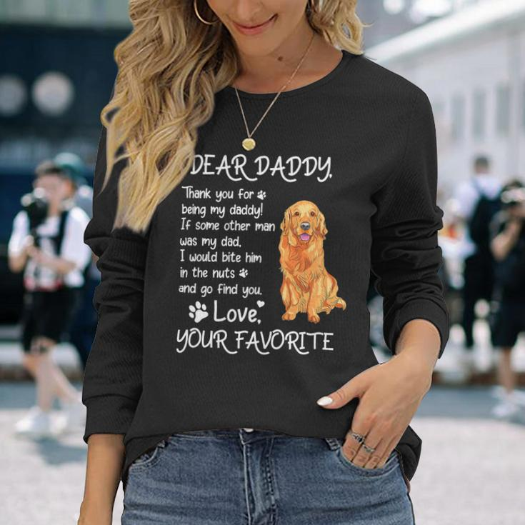 Dear Daddy Golden Retriever Dog Dad Fathers Day Long Sleeve T-Shirt Gifts for Her
