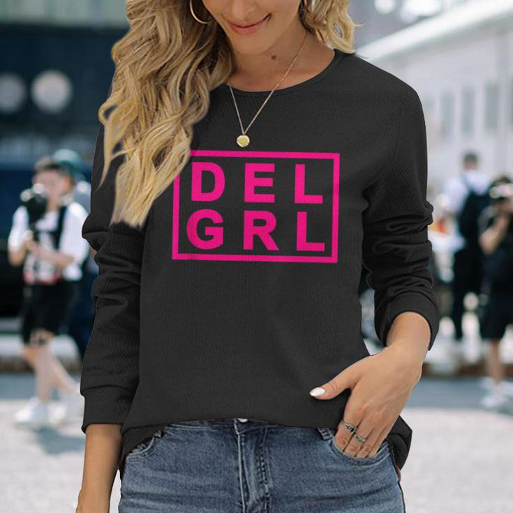 Del Grl Delaware Girl Simple Pink Long Sleeve T-Shirt Gifts for Her