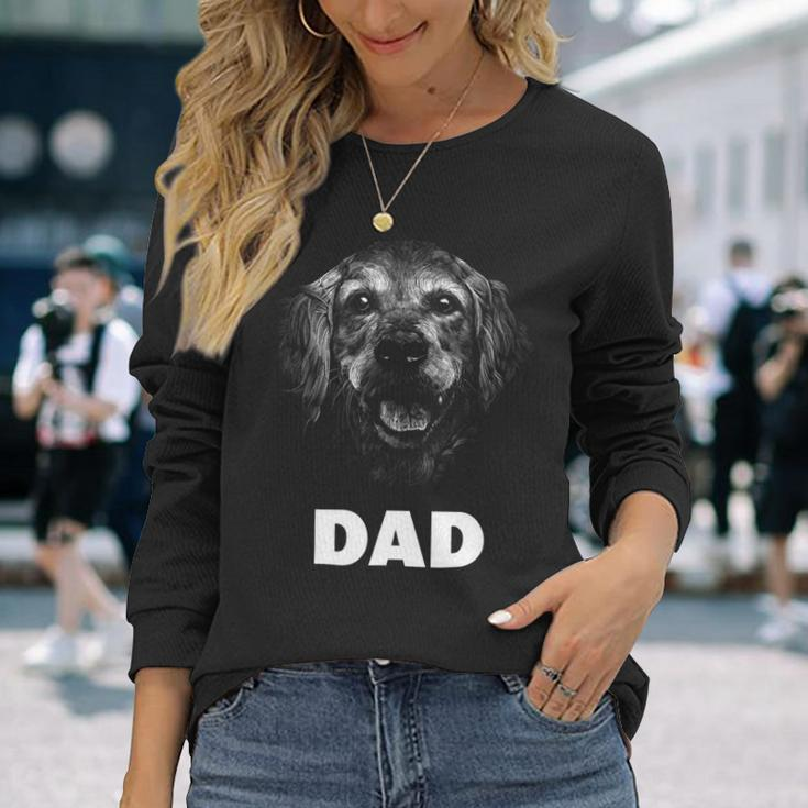 Dog Breed Face Lover Golden Retriever Dad Long Sleeve T-Shirt Gifts for Her