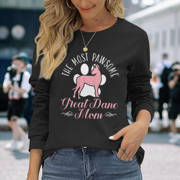 Dog Mom Dog Breed Animal Great Dane Mom Long Sleeve T-Shirt Gifts for Her