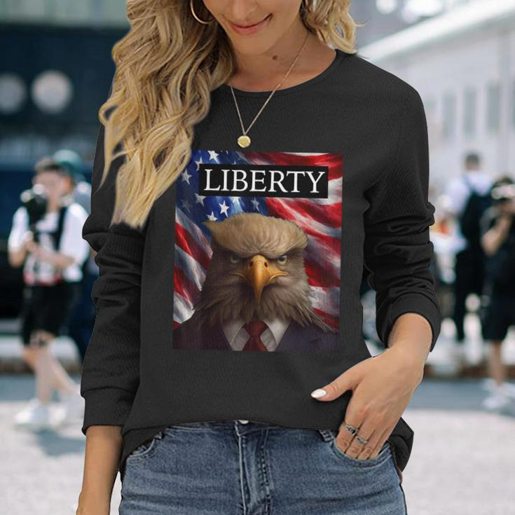 Eagle In A Suit American Flag 4Th Of July Liberty Long Sleeve T-Shirt T-Shirt Gifts for Her