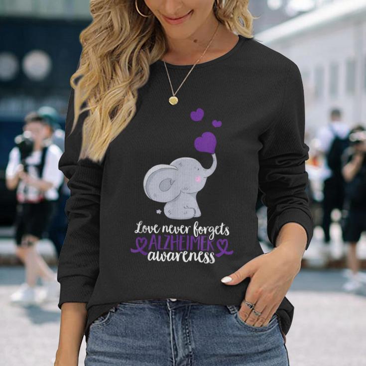 End Alz Love Never Forgets Alzheimer Awareness Long Sleeve T-Shirt Gifts for Her