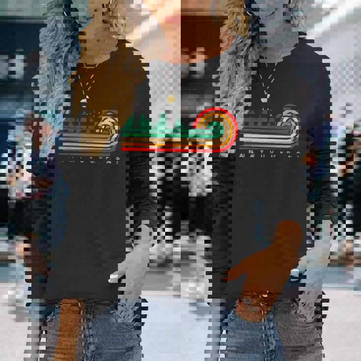 Evergreen Vintage Stripes Anaktuvuk Pass Alaska Long Sleeve T-Shirt Gifts for Her