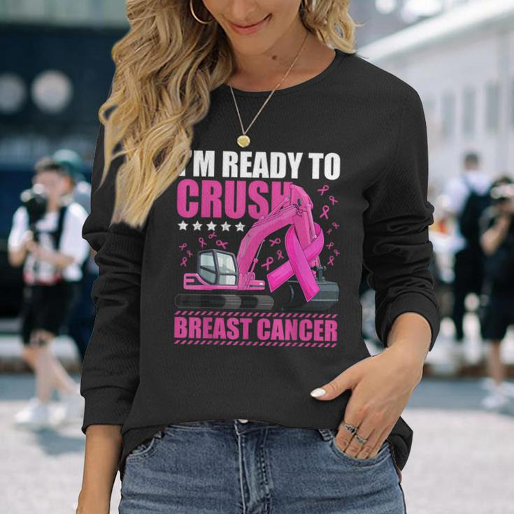 Excavator Crush Breast Cancer Awareness Pink Ribbon Boys Long Sleeve T-Shirt Gifts for Her