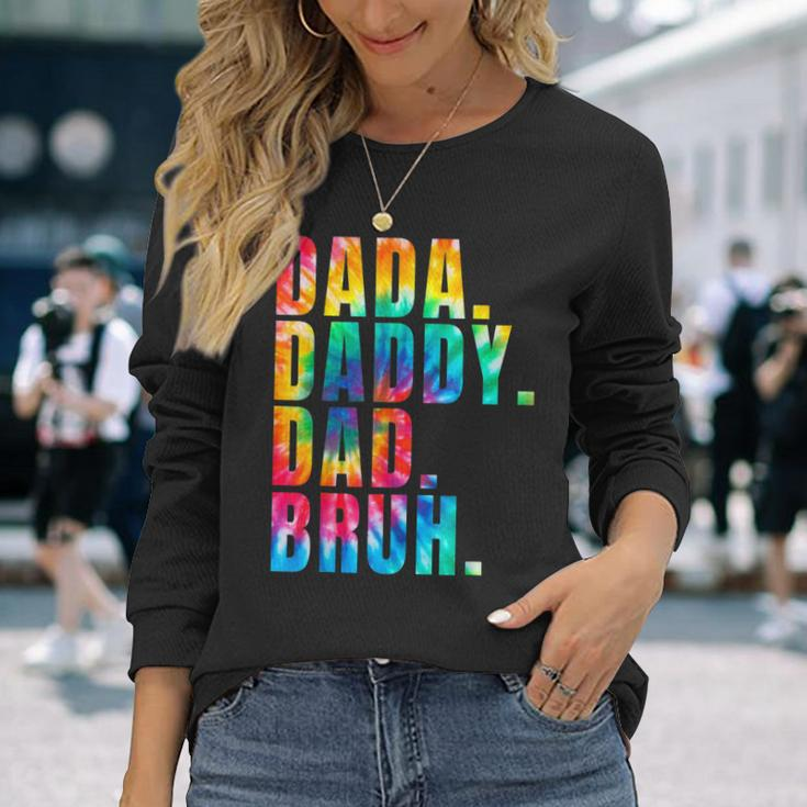 Fathers Day 2023 Dada Daddy Dad Bruh Tie Dye Dad Jokes Long Sleeve T-Shirt T-Shirt Gifts for Her