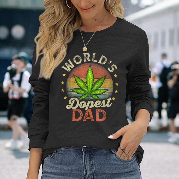 Fathers Day 420 Weed Dad Vintage Worlds Dopest Dad Long Sleeve T-Shirt T-Shirt Gifts for Her