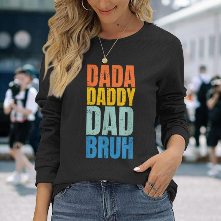 Fathers Day Vintage Dada Daddy Dad Bruh Fathers Day Long Sleeve T-Shirt Gifts for Her