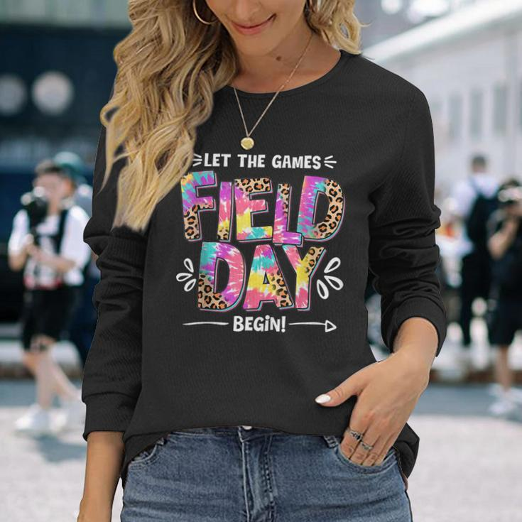 Field Day Let The Games Begin Leopard Tie Dye Field Day Long Sleeve T-Shirt T-Shirt Gifts for Her