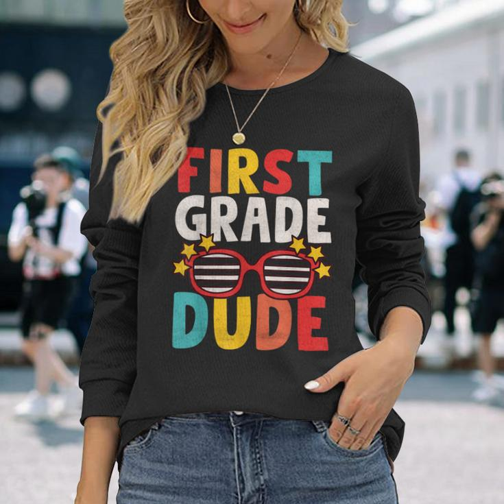 First 1St Grade Dude First Day Of School Student Boys Long Sleeve T-Shirt T-Shirt Gifts for Her