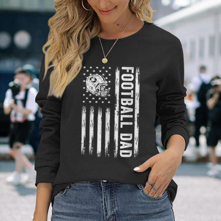 Football Dad American Flag Proud Dad Of Ballers Fathers Day Long Sleeve T-Shirt T-Shirt Gifts for Her
