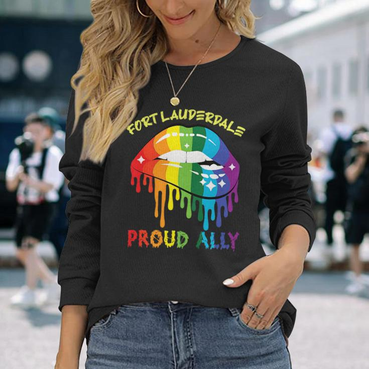 Fort Lauderdale Proud Ally Lgbtq Pride Sayings Long Sleeve T-Shirt T-Shirt Gifts for Her