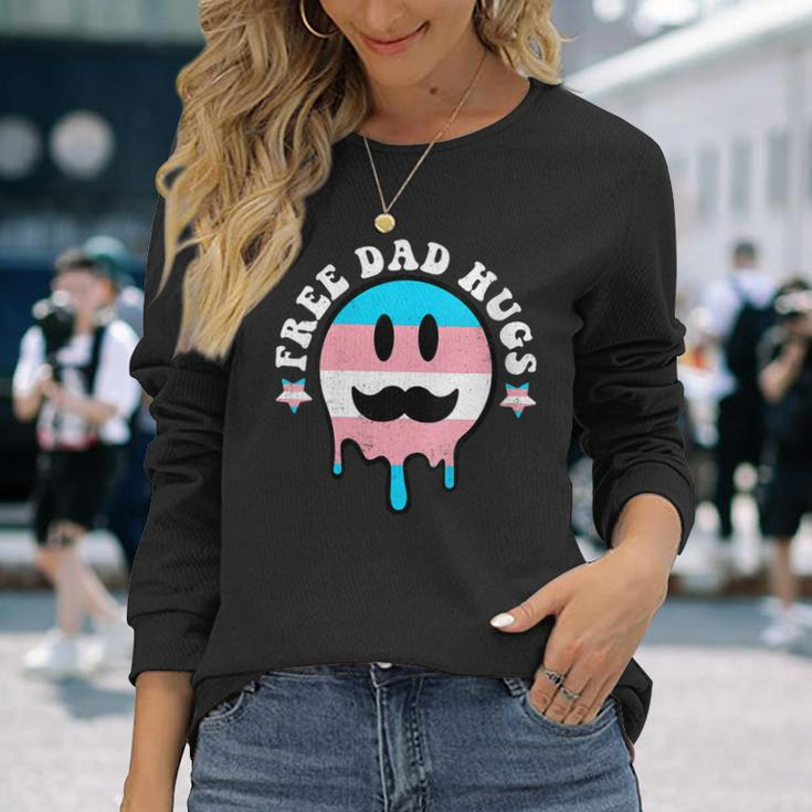Free Dad Hugs Smile Face Trans Daddy Lgbt Fathers Day Long Sleeve T-Shirt T-Shirt Gifts for Her