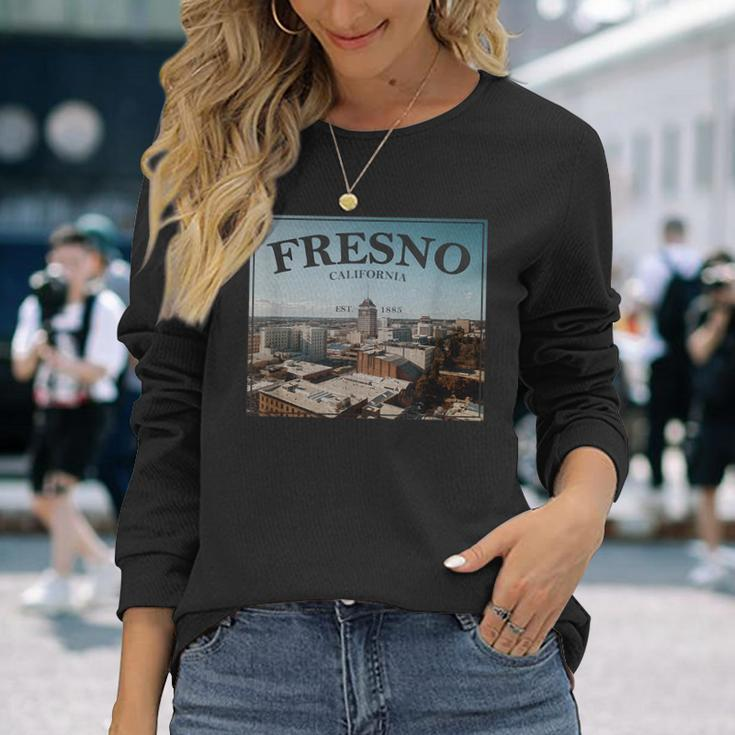 Fresno California Downtown Long Sleeve T-Shirt Gifts for Her