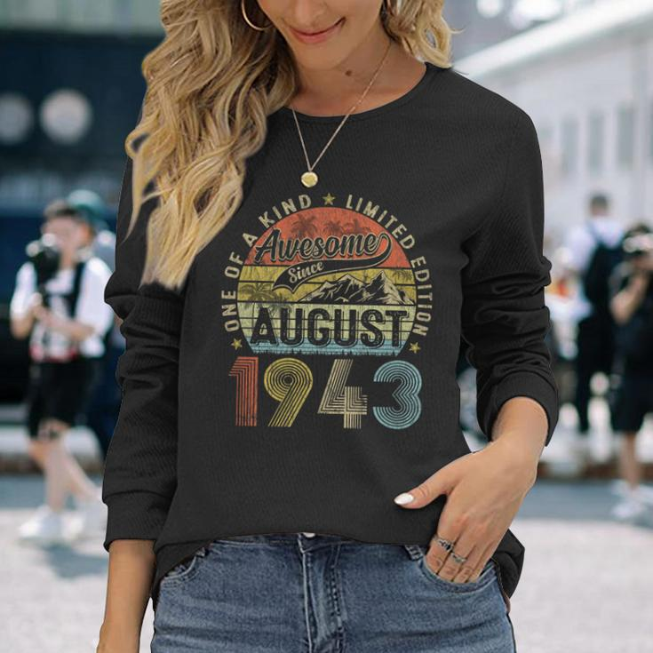80 Years Old August 1943 Vintage Retro 80Th Birthday Long Sleeve Gifts for Her