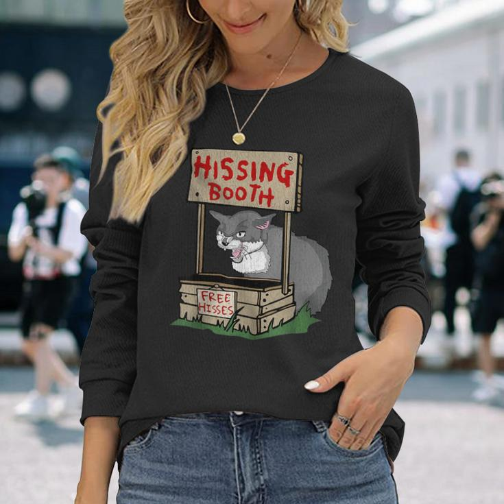 Angry Cat Memes Hissing Booth Free Hisses Kitten Lover Long Sleeve T-Shirt Gifts for Her