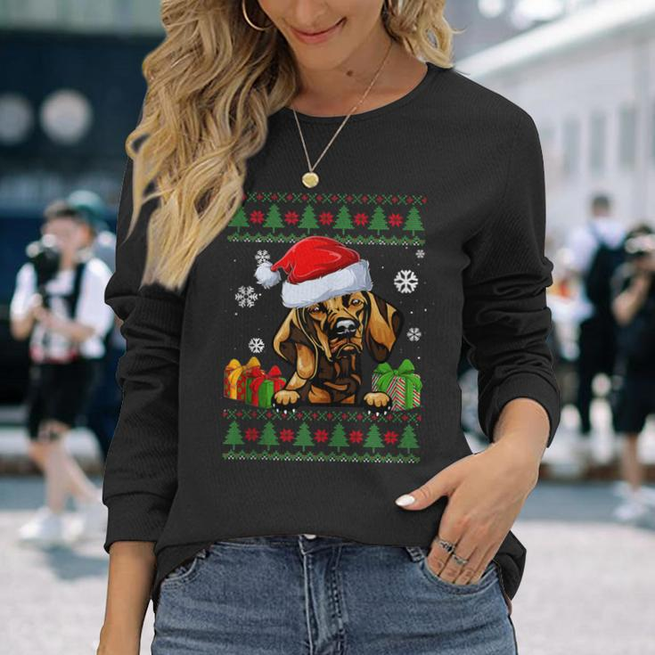 Dog Lovers Vizsla Santa Hat Ugly Christmas Sweater Long Sleeve T-Shirt Gifts for Her
