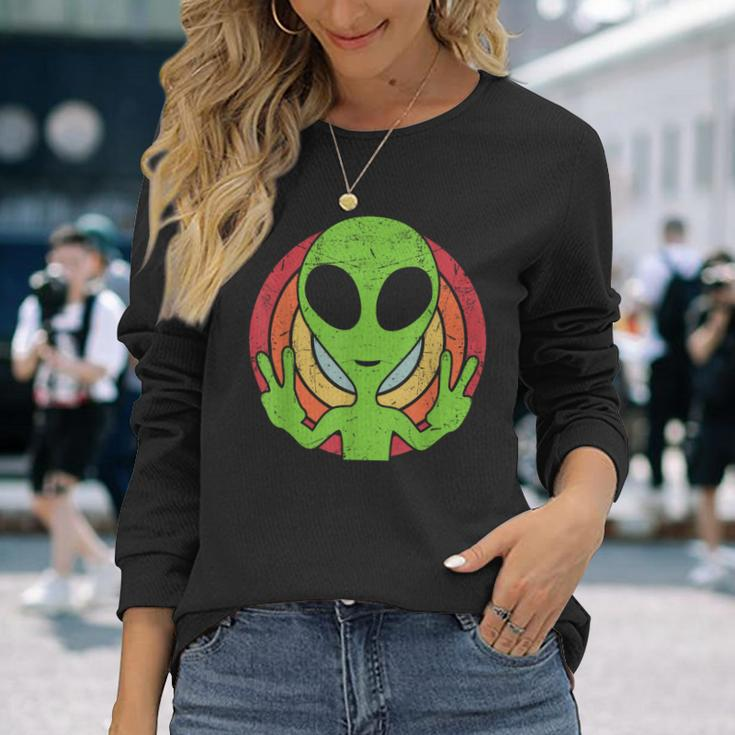 Retro 80'S Style Vintage Ufo Lover Alien Space Long Sleeve Gifts for Her