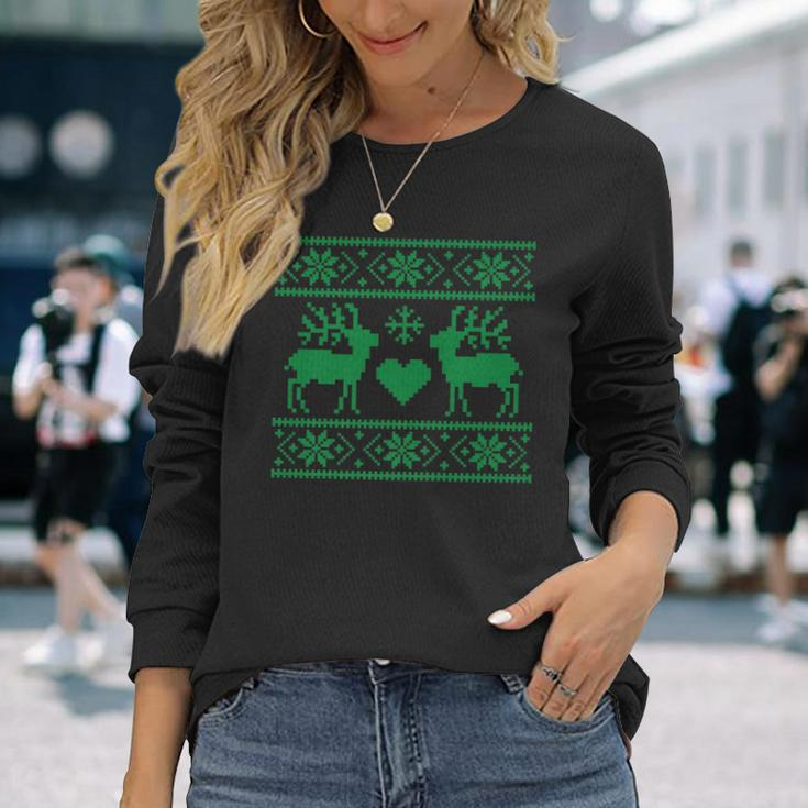 Ugly Christmas Sweater Style Long Sleeve T-Shirt Gifts for Her