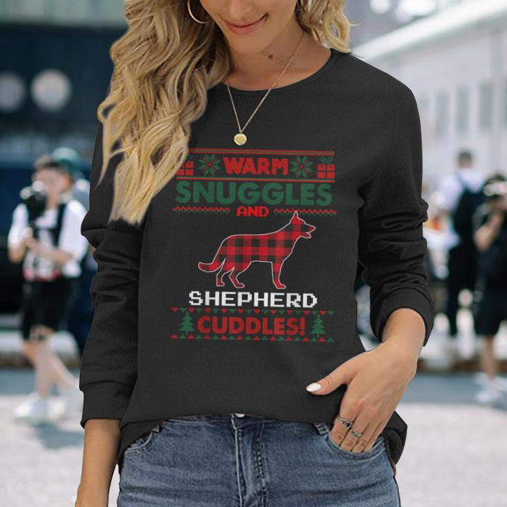German Shepherd Dog Christmas Pajama Ugly Christmas Sweater Long Sleeve T-Shirt Gifts for Her