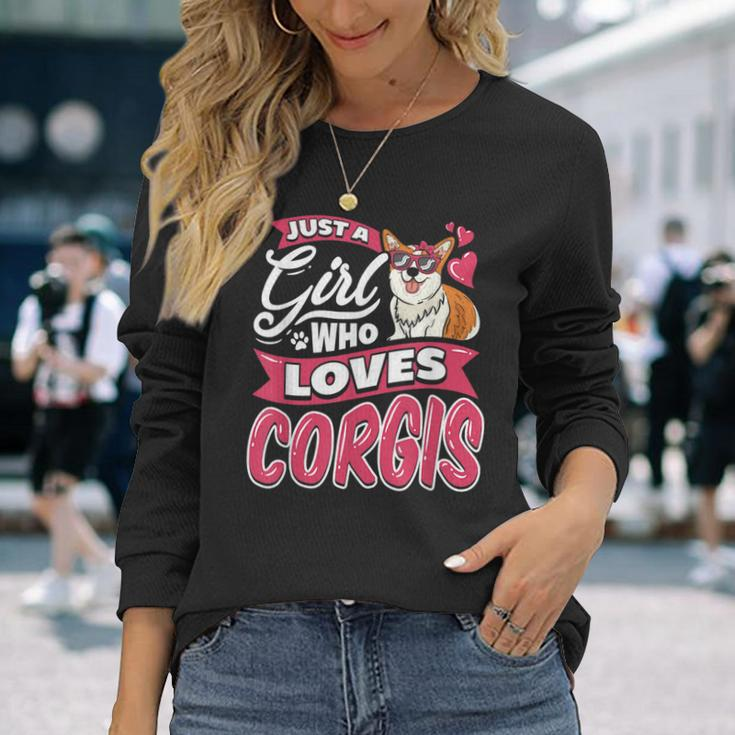 A Girl Who Loves Corgis Dog Puppy Spirit Animal Pet Owner Long Sleeve T-Shirt T-Shirt Gifts for Her