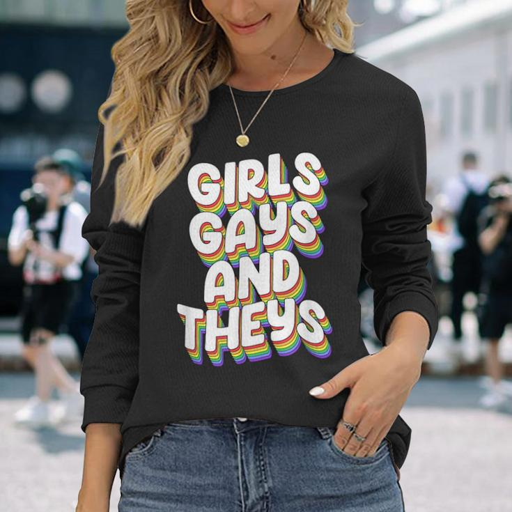 Girls Gays And Theys Lgbtq Pride Parade Ally Long Sleeve T-Shirt T-Shirt Gifts for Her