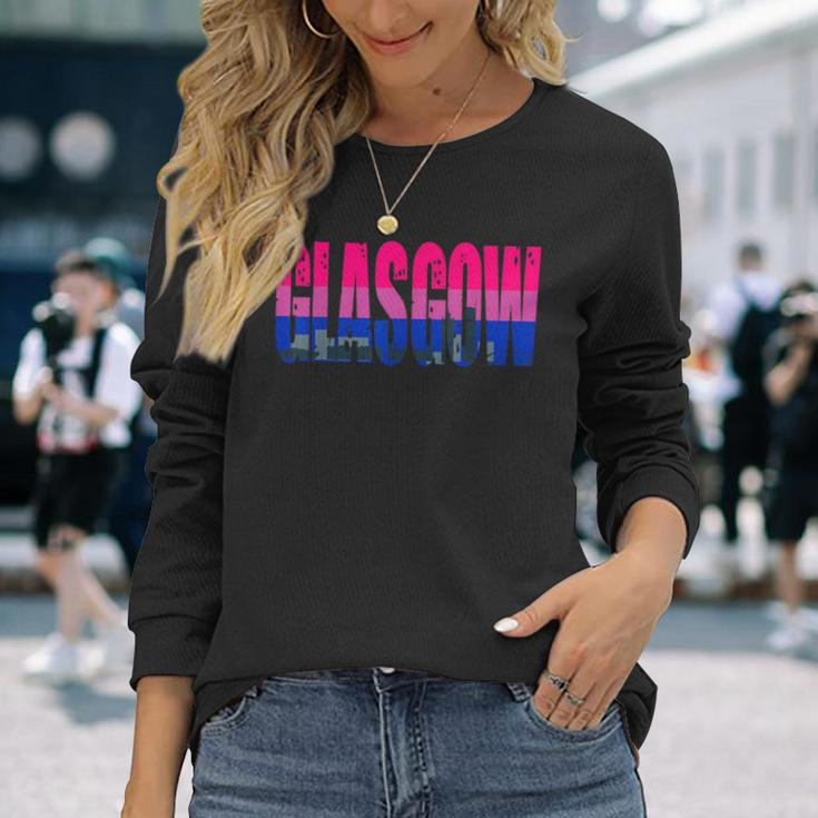 Glasgow Bisexual Flag Pride Support City Long Sleeve T-Shirt T-Shirt Gifts for Her