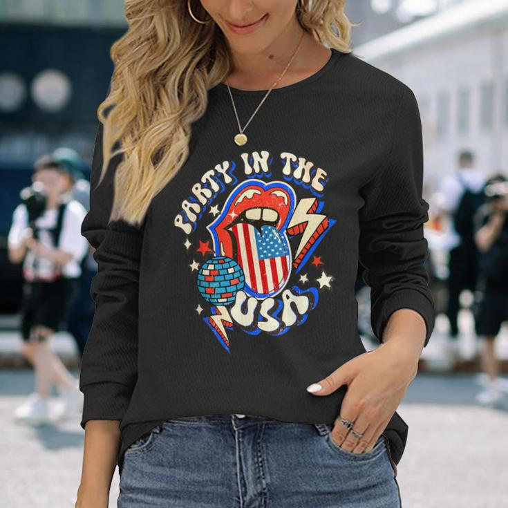 Groovy Disco Party In The Us July 4Th Usa Patriotic Long Sleeve T-Shirt T-Shirt Gifts for Her