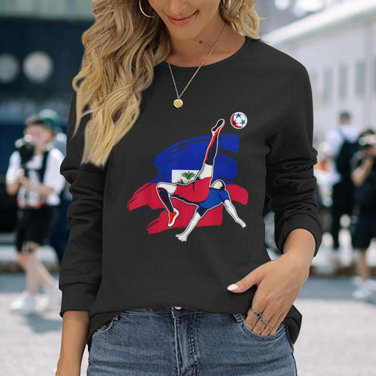Haiti Soccer Fans Jersey Pride Proud Haitian Football Lovers Long Sleeve T-Shirt Gifts for Her