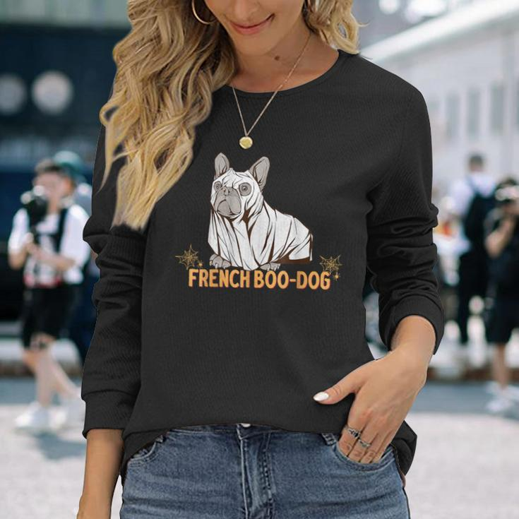 Halloween French Bulldog Dog Frenchie Spooky Ghost Long Sleeve T-Shirt Gifts for Her