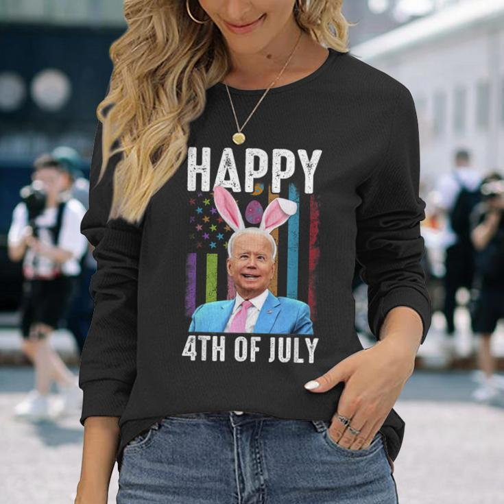 Happy 4Th Of July Joe Biden Easter Day Rabbit Bunny Eggs Long Sleeve T-Shirt Gifts for Her