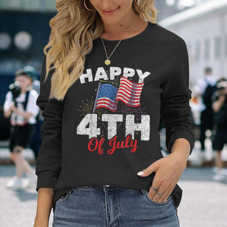 Happy 4Th Of July Patriotic American Us Flag 4Th Of July Long Sleeve T-Shirt Gifts for Her
