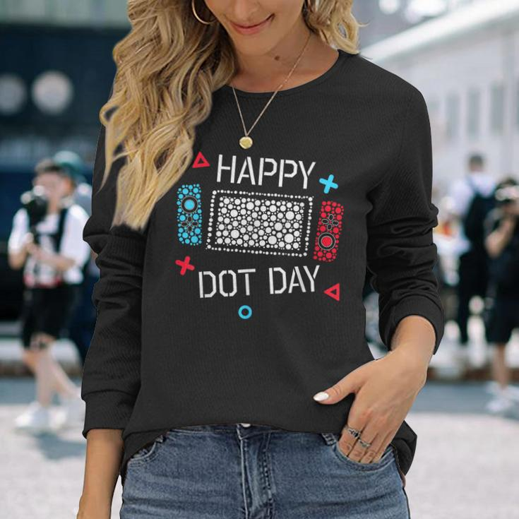 Happy Dot Day Gamers Boy Game Controller Colourful Polka Dot Long Sleeve T-Shirt Gifts for Her
