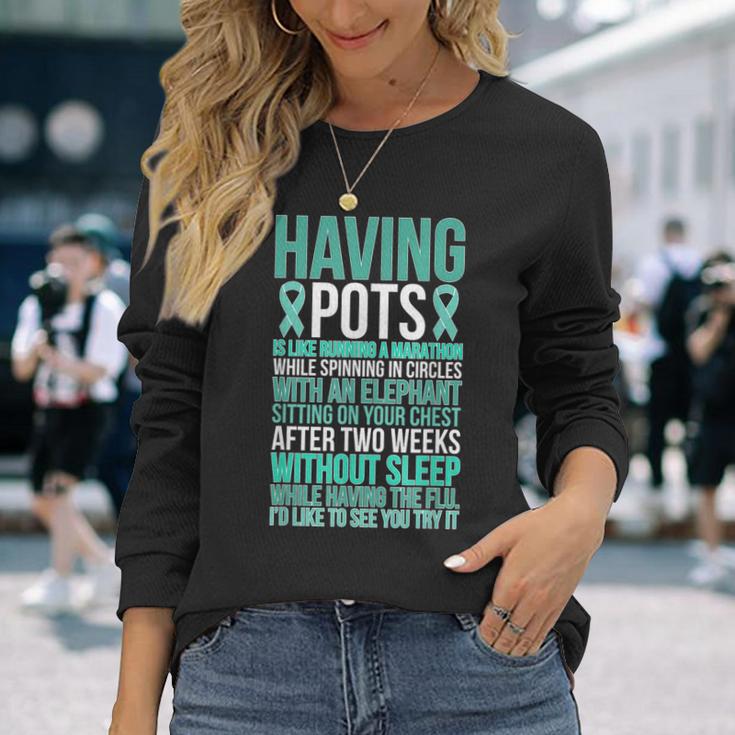 Having Pots Warrior Pots Awareness Day Pots Fighter Long Sleeve Gifts for Her