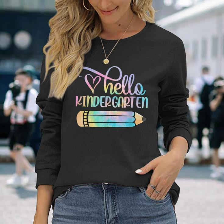 Hello Kindergarten Tie Dye Pencil First Day Of School Long Sleeve Gifts for Her