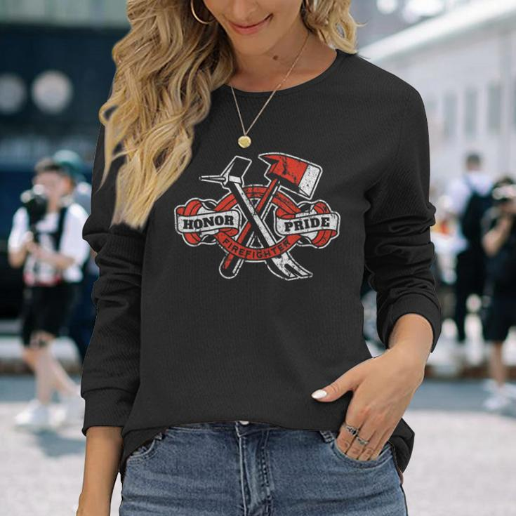 Honor Pride Firefighter Axe Halligan Fireman Fire Rescue Long Sleeve T-Shirt T-Shirt Gifts for Her