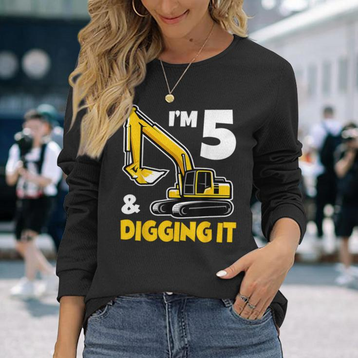 I'm 5 Year Old Excavator Construction 5Th Birthday Boy Long Sleeve Gifts for Her