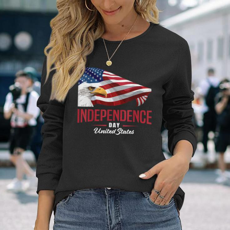Independence Day 4Th July Flag Patriotic Eagle Long Sleeve T-Shirt T-Shirt Gifts for Her