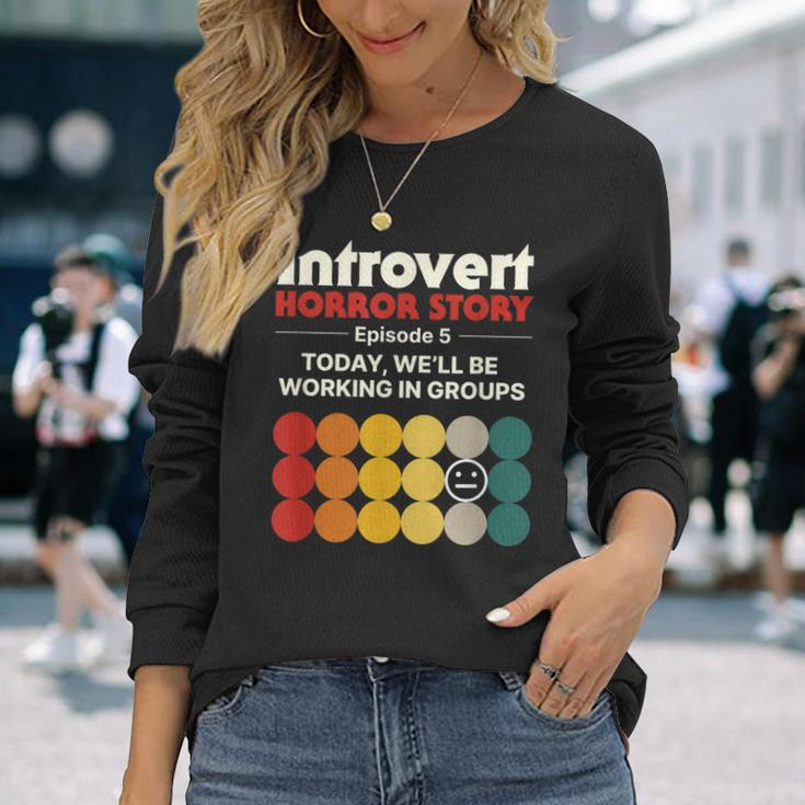 Introvert Horror Story Antisocial Vintage Geek Geek Long Sleeve T-Shirt Gifts for Her