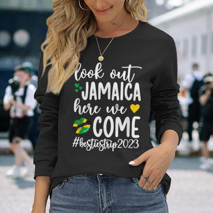 Jamaica Here We Come Besties Trip 2023 Best Friend Vacation Long Sleeve T-Shirt Gifts for Her