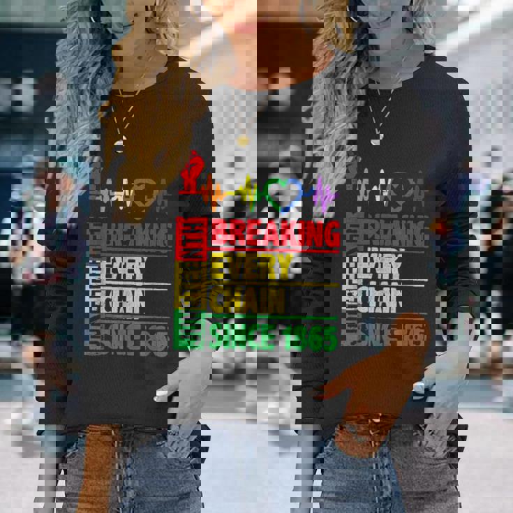 Junenth Breaking Every Chain Since 1865 African Freedom Long Sleeve T-Shirt Gifts for Her