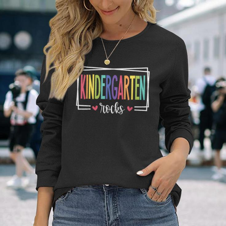 Kindergarten Rocks First Day School Welcome Back To School Long Sleeve T-Shirt Gifts for Her
