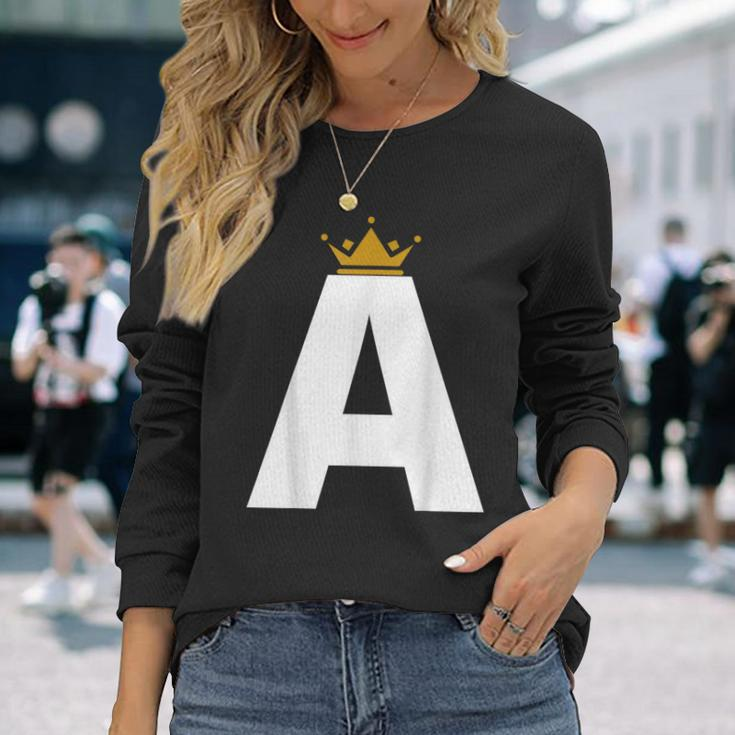 Letter A Alphabet Letter Initial Long Sleeve T-Shirt Gifts for Her