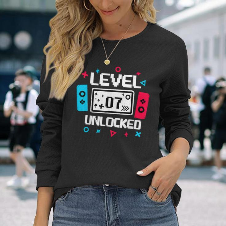 Level 7 Unlocked Gamer 7Th Birthday Video Game Lovers Long Sleeve Gifts for Her
