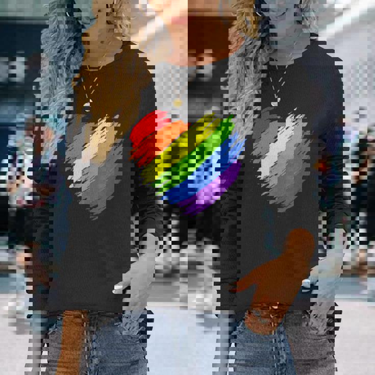 Lgbt Gay Pride Flag Gay Pride 2023Heart Lgbt Long Sleeve T-Shirt Gifts for Her